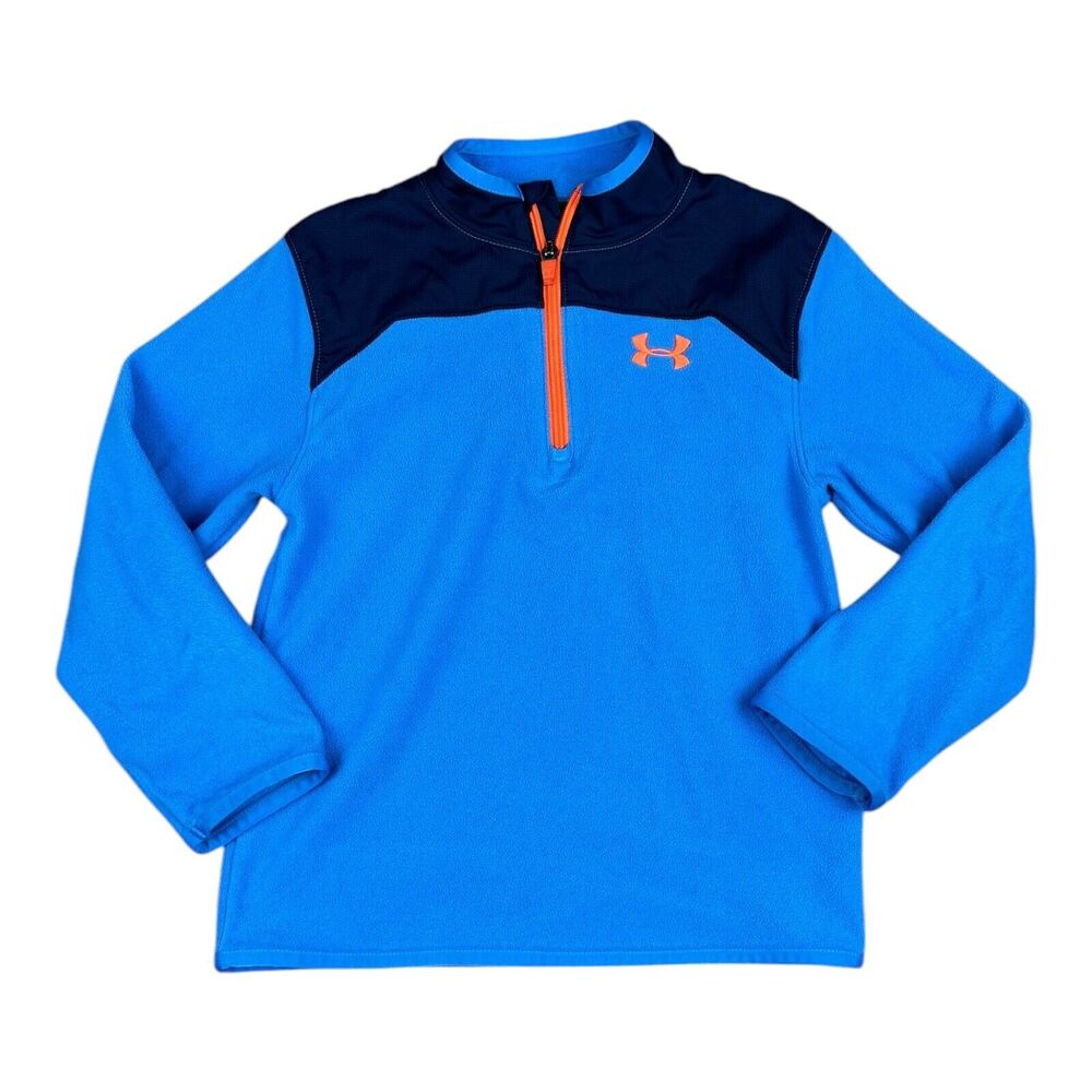 Under Armour Boys 1/4 Zip Fleece Size 6 Teal & Orange Detail Sweater